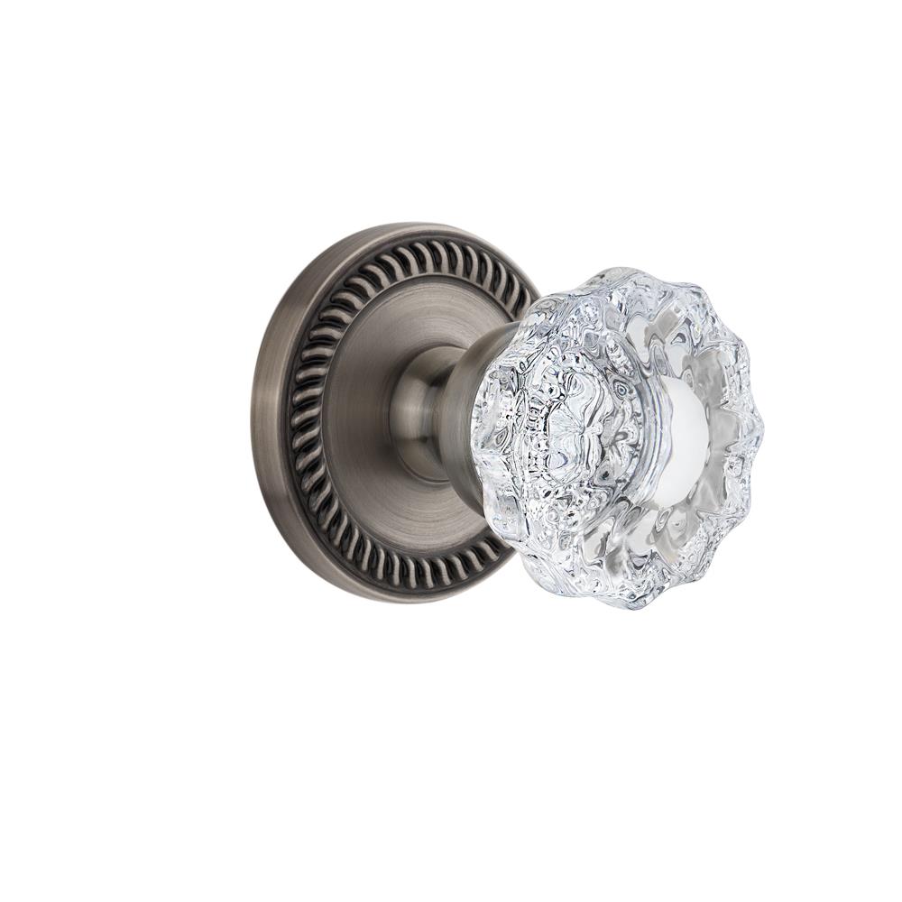 Grandeur by Nostalgic Warehouse NEWVER Privacy Knob - Newport Rosette with Versailles Crystal Knob in Antique Pewter